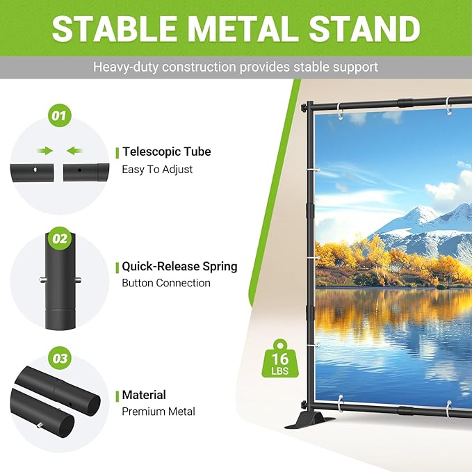 10 x 8 Ft Heavy Duty Backdrop Banner Stand, Adjustable Photo Background Support - Image 2