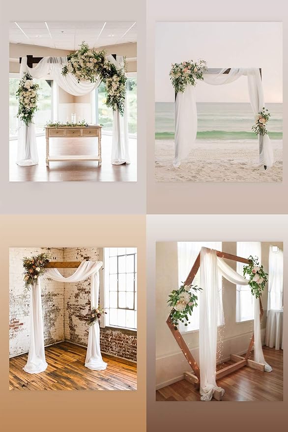 Socomi Wedding Arch Draping Fabric 1 Panel 29" x 19Ft Ivory Sheer Chiffon - Image 5