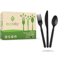 Ecovita 100% Compostable Forks Spoons Knives Cutlery Combo Set by Ecovita