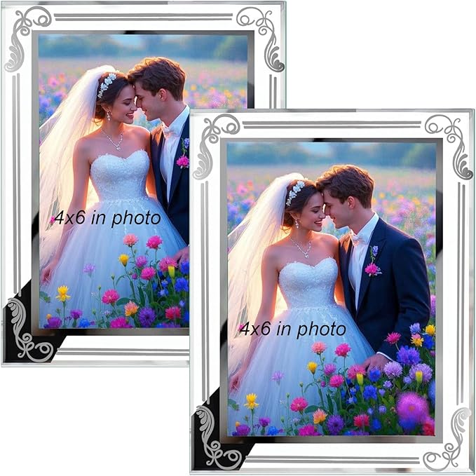 Photo Frames Picture Frame 2 Pack 4x6 High Definition Glass Vertical and by TYSSELY