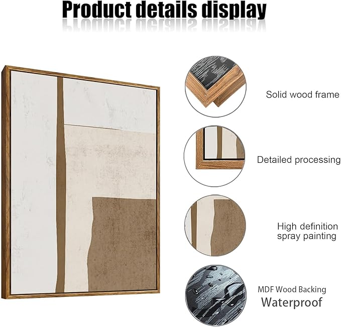 myusuar 3 Piece Large Modern Abstract Canvas Framed Wall Art - Image 6