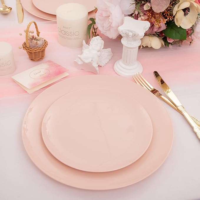 KIRE 60PCS Pink Plastic Plates Disposable - Image 5
