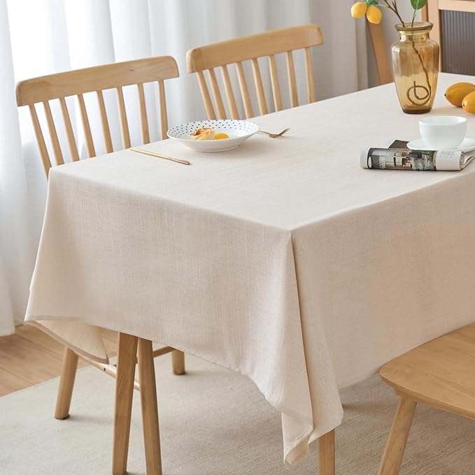 NLMUVW Rectangle Linen Tablecloth 78 Inch, Champagne Tablecloth Textured Water - Image 6