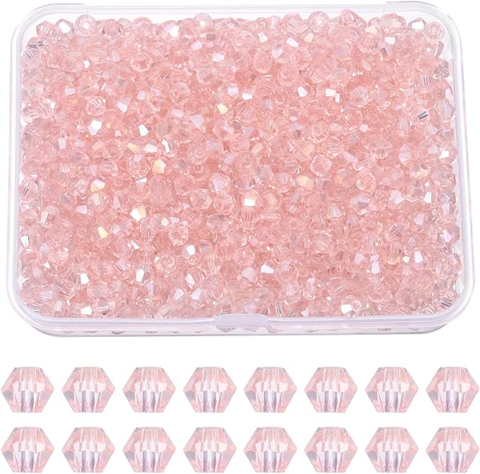 PATIKIL 1000pcs 4mm Bicone Glass Crystal Beads, Faceted Glass Spacer Beads by PATIKIL