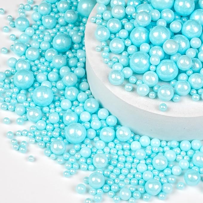 Blue Pearl Sprinkles for Cake Decorating, Edible Baking Candy, 150g/5.29oz Mix by Joyvitas