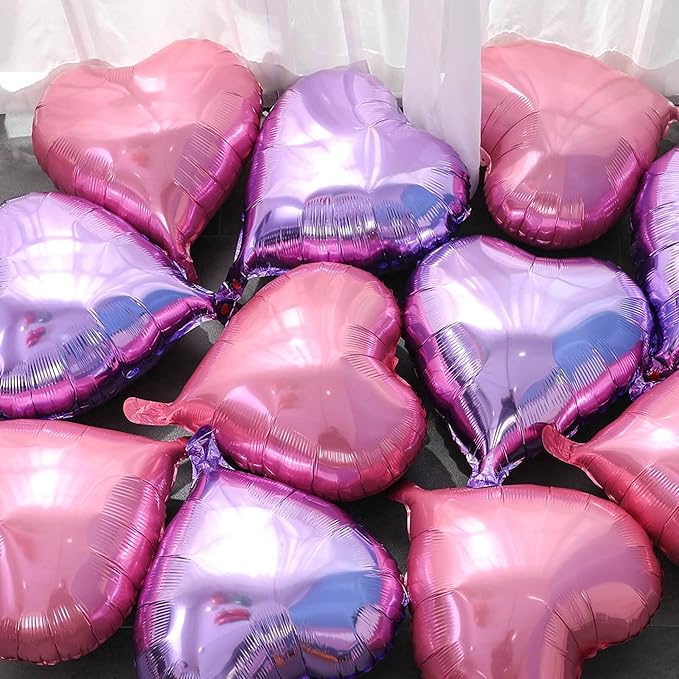 10pcs Pearl Purple Heart Balloons - Image 6