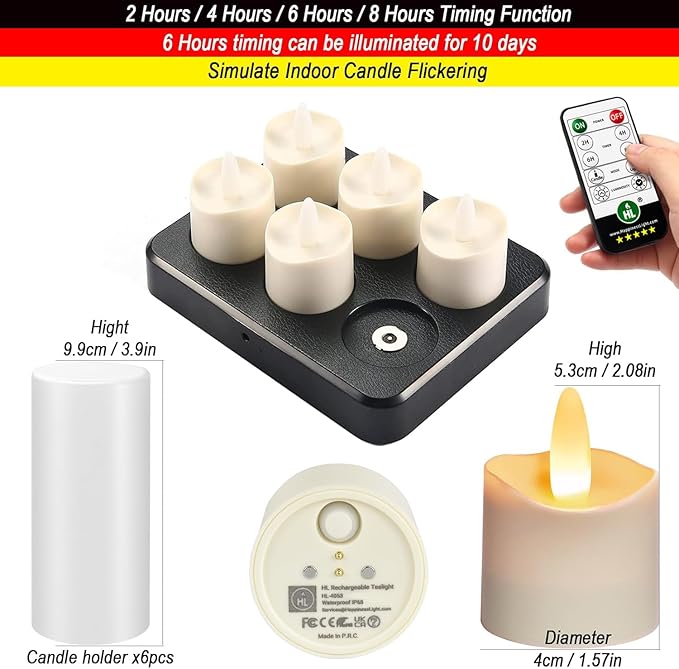 HL Flameless Candles with Remote Timer, 100+Hours Rechargeable Waterproof - Image 2