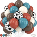 Cowboy Western Balloons, 12inch Cow Print Retro Coffee Brown Slate Dusty Blue by Togvu