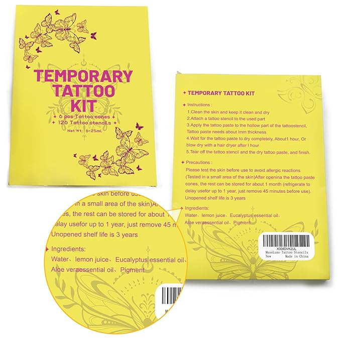 126 PCS Temporary Tattoos Stencils Kit, Temporary Tattoos Kit - Image 8