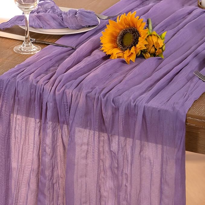 Lavender Purple Cheesecloth Table Runner Fall Table Runner Boho Gauze 120 by DeZerlor