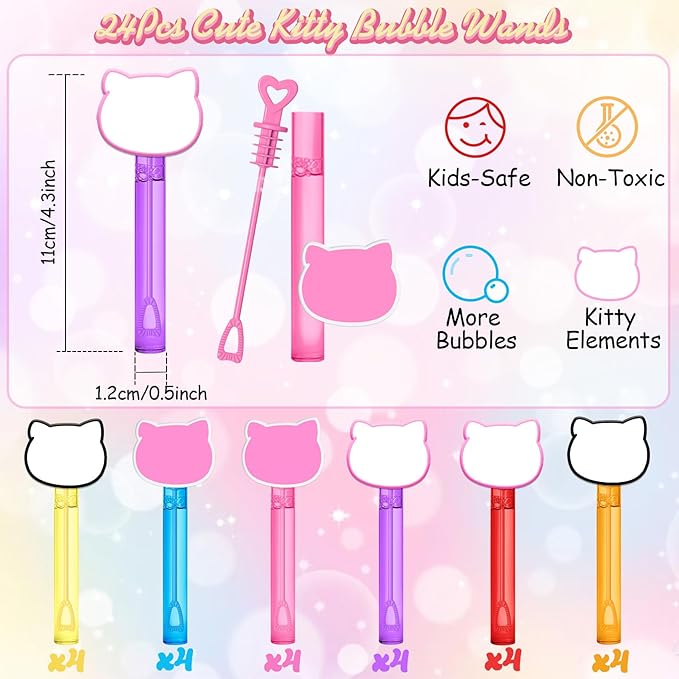 AFZMON Kitten Cat Bubble Wands for Kids, Kitty Mini Bubbles Birthday Gift Toy - Image 3