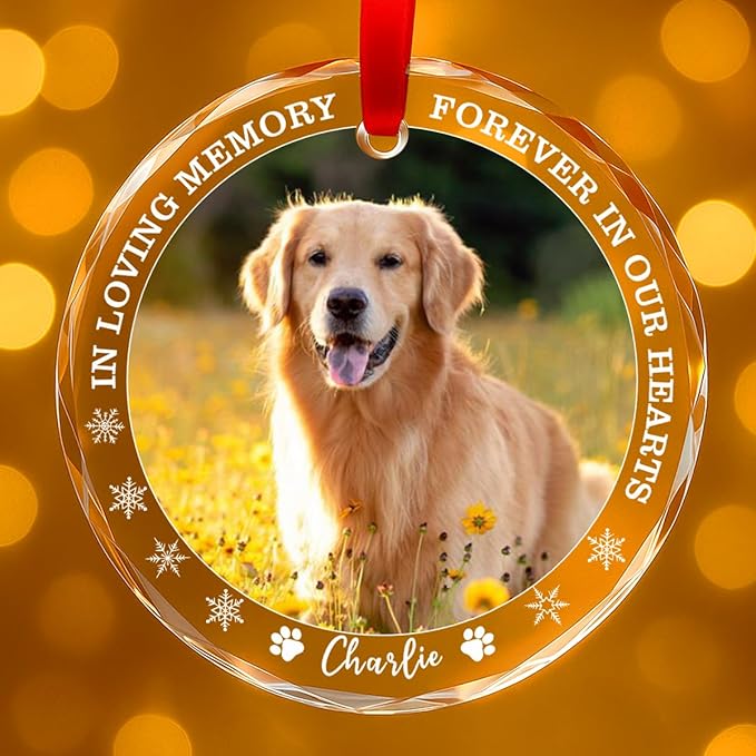 Personalized Dog Memorial Glass Ornaments, Pet Sympathy Gifts, Pet Remembrance by Unknown