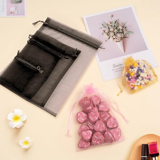 50 Pcs Organza Bags 4x6 Inch, Small Mesh Bags Drawstring Candy Bag - Image 4