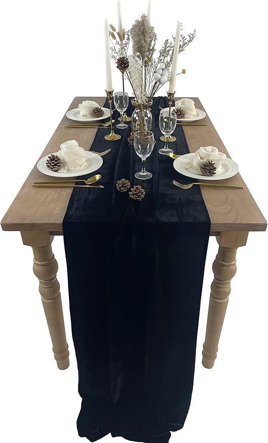 Velvet Table Runner, 10ft Luxurious Wedding Reception Decorations Soft Velvet by BTFHOME