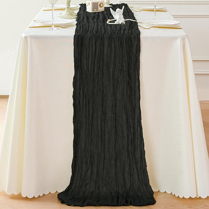 Sioloc Black Cheesecloth Table Runner Fall Autumn Decor - Image 4