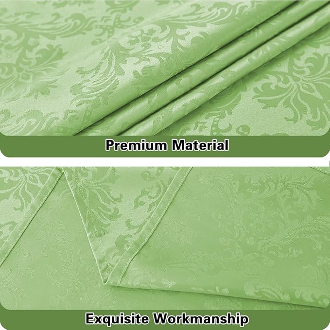 SASTYBALE Jacquard Damask Tablecloth Rectangle 52 x 70 Inch Light Green - Image 4