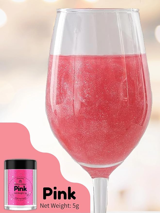Shanlinly Pink Edible Glitter for Cakes Drinks - Image 3