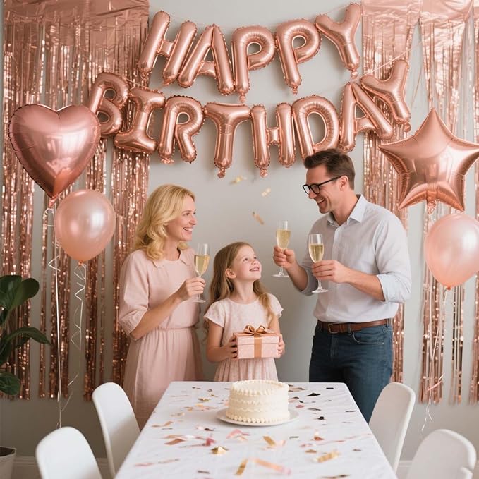 29 Pcs Rose Gold Birthday Party Decorations - Image 5