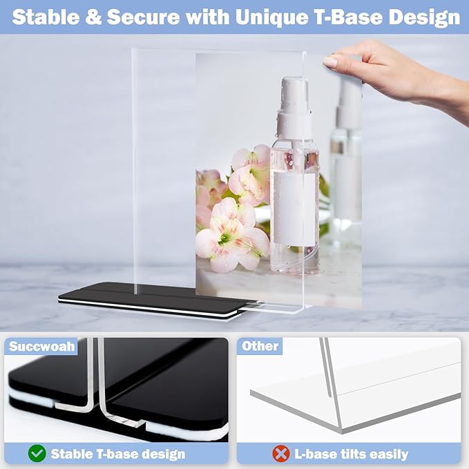 Acrylic Sign Holder 5 x 7, 24 Pack Clear Double-Sided Acrylic Display Stand - Image 3