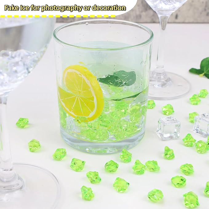 YATOJUZI 500pcs Fake Ice Cubes Green Acrylic Crushed Rocks Vase Fillers Plastic - Image 3