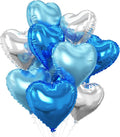 Blue Silver Heart Balloons, 18Inch Silver Helium Polyester Film Balloon by GRESATEK