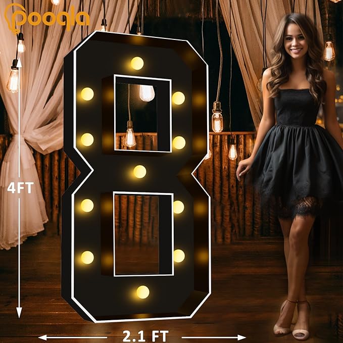 Pooqla 4 FT Light Up Marquee Numbers, Giant Letter Big Mosaic Numbers - Image 5