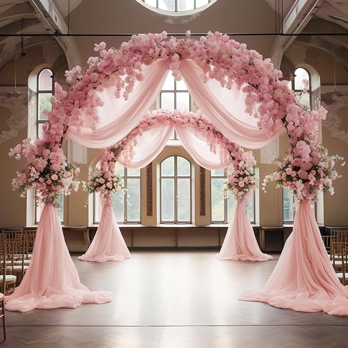 Wokceer Wedding Arch Draping Fabric 6 Panels 28.7" x 20FT Blush Drapes Sheer - Image 6