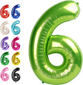 2026 Light Green 40 Inch Mylar Foil Number 6 Balloon, Birthday Balloons by Upgesy