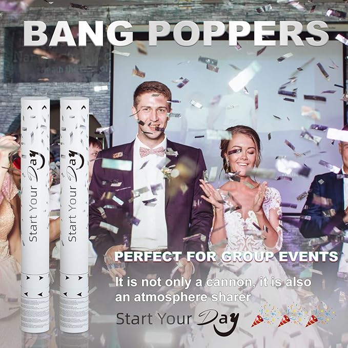 confetti Cannons, 15 Inch+Longer Confetti Shooters Party Poppers, WORKKEEP - Image 3