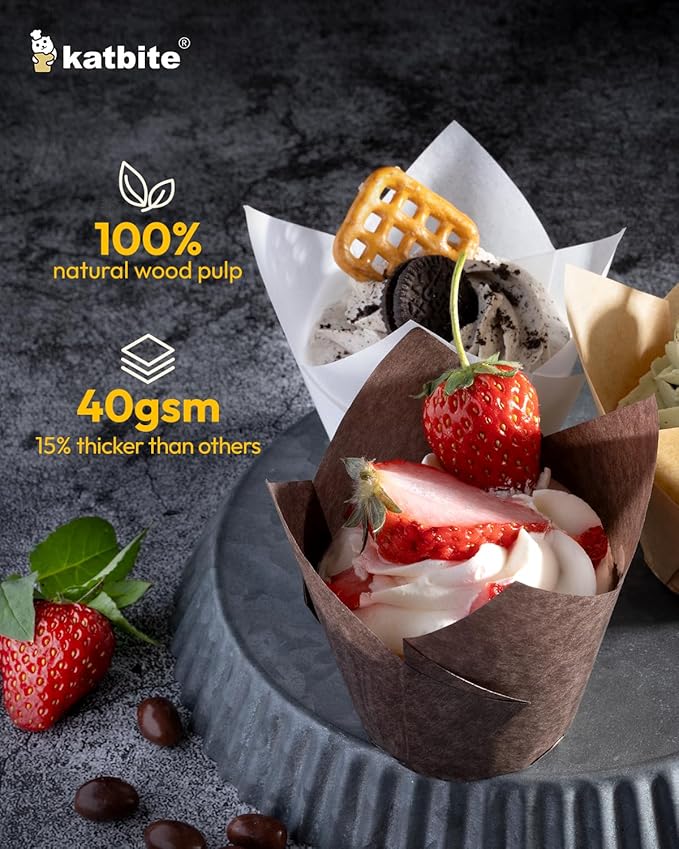 Katbite Tulip Cupcake Liners Holders 200PCS, Muffin Baking Cups, Cupcake Wrapper - Image 5