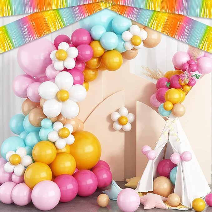 4 Pack 10 Feet Rainbow Foil Fringe Garland Metallic Tinsel Streamers Banner - Image 3