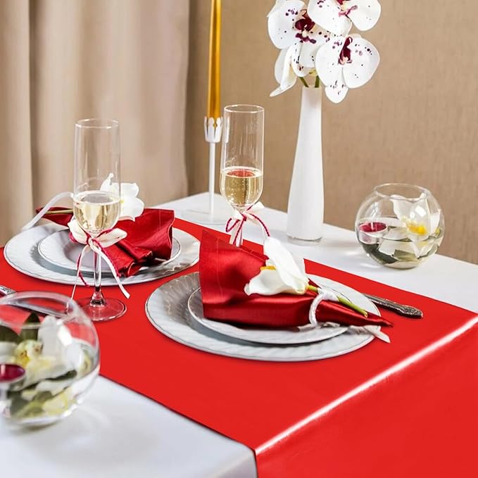 10 Pack Satin Table Runner 12 x 108 Inch Long Red Silk Table Runner - Image 2