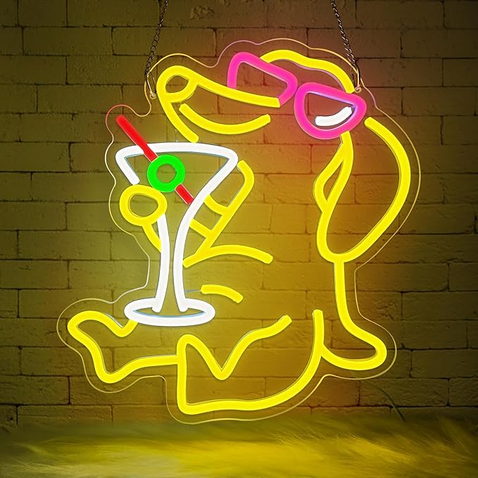 Dachshund Neon Sign Dog with Cocktail, Dachshund LED Neon Wall Light by YourVibeYourNeon