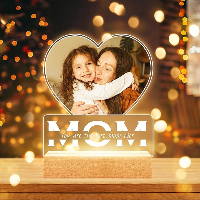 Personalized Birthday Gifts for Mom from Daughter and Son, Custom Heart Picture by Bulaient