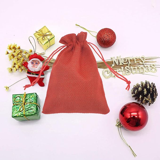 20pcs Burlap Bags with Drawstring, 2.7x3.5 Inch Red Jute Gift Bag Bulk - Image 6