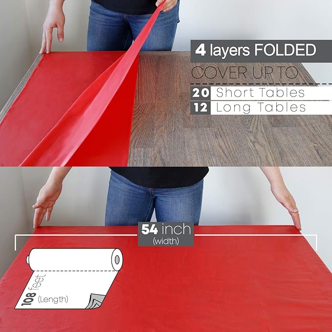 Neatiffy Disposable Plastic Table Cloth Roll | 54 in x 108 Ft Waterproof - Image 5