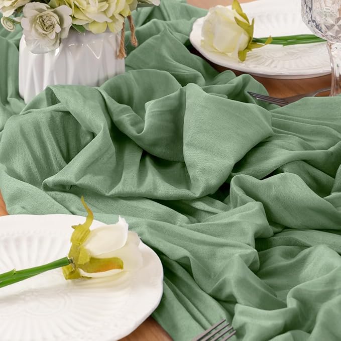 Sage Green Table Runner Cheesecloth Table Runner 4 Pack 10FT Farmhouse Table - Image 4