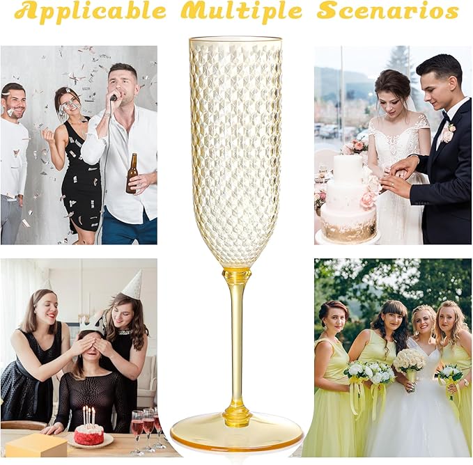 XUWAIDSGN 48 Pack Amber Detachable 2 piece Champagne Flutes 5.5 Oz Unbreakable - Image 6