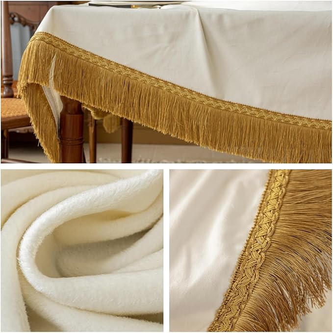 F-CHU White Tablecloth Thickset Velvet Tablecloth - Image 4