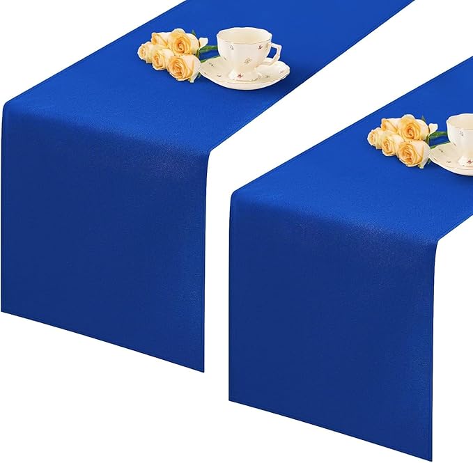 2 Pack Blue Small Short Table Runner 12 x 24 Inch Solid Color Runners Coffee by mylacerhome
