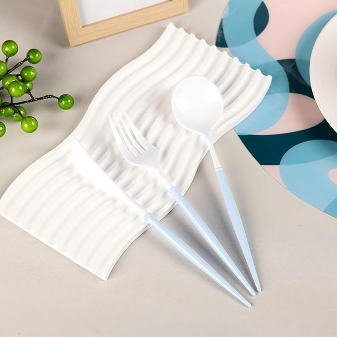 180PCS White Plastic Silverware - Image 7