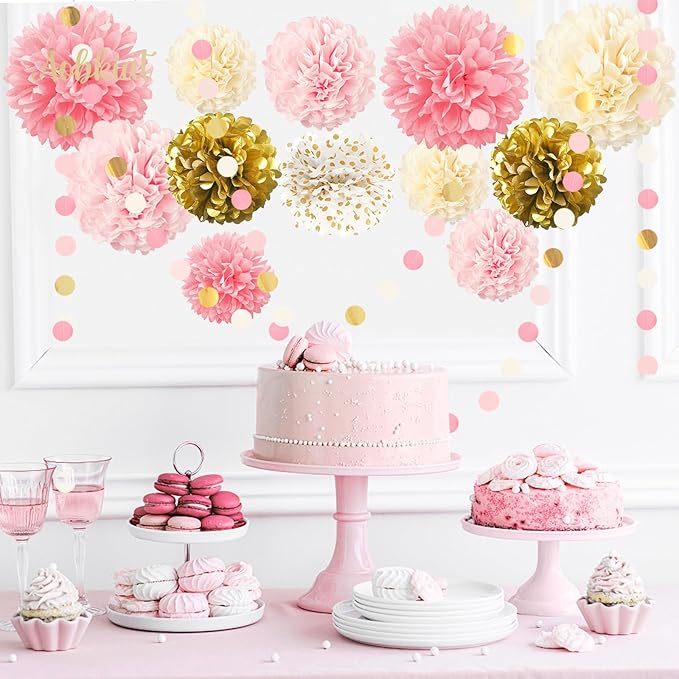 AOBKIAT Wedding Baby Shower Decorations Set, Circle Dots Colorful Paper Garland - Image 5