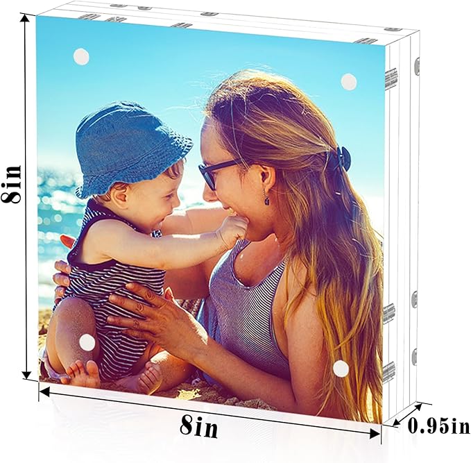 HELPLEX 5 Pack 8x8 Acrylic Picture Frames, 24mm Thicker Square Frameless Clear - Image 2