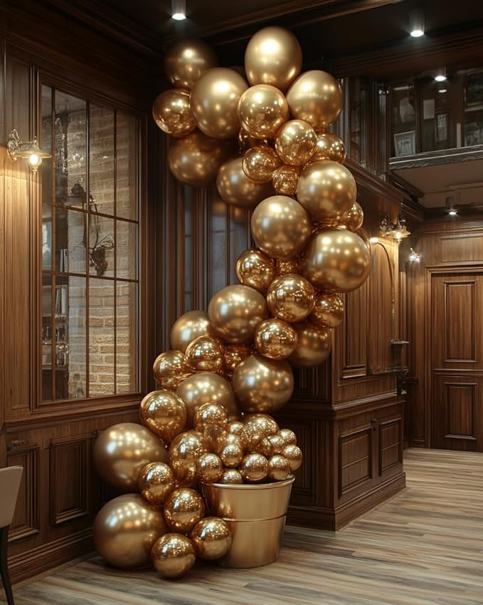 Bezente Gold Metallic Chrome Latex Balloons, 100 Pack 12 inch Gold Round Helium - Image 7