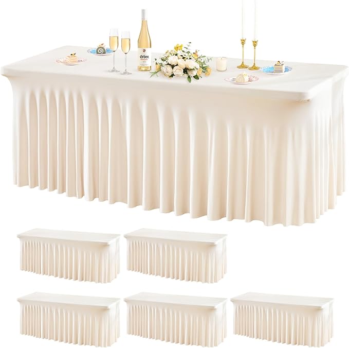 Wish Care 6 Pack Ivory Spandex Table Clothes by WishCare