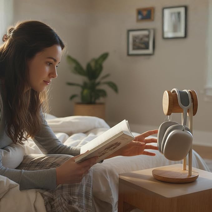 Fenge Headphone Stand for Desk, Nature Wood & Metal Headphone Holder - Image 7