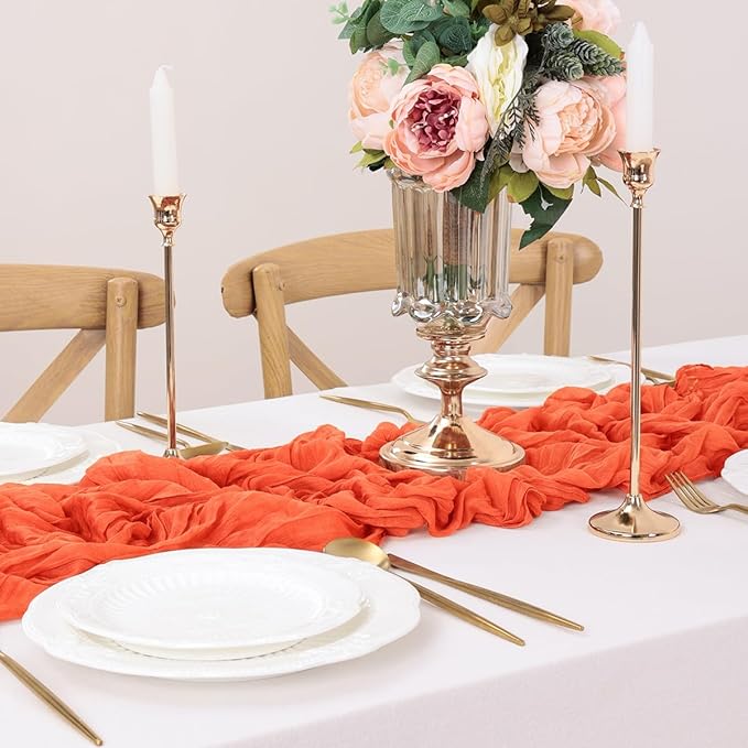 Orange Table Runner Cheesecloth Table Runner 10FT Farmhouse Table Runners 120 - Image 6