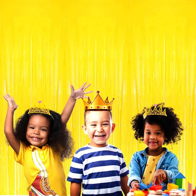 Pack Yellow Foil Fringe Curtain Backdrop 3.3Ft x 9.8Ft Metallic Tinsel Foil - Image 5