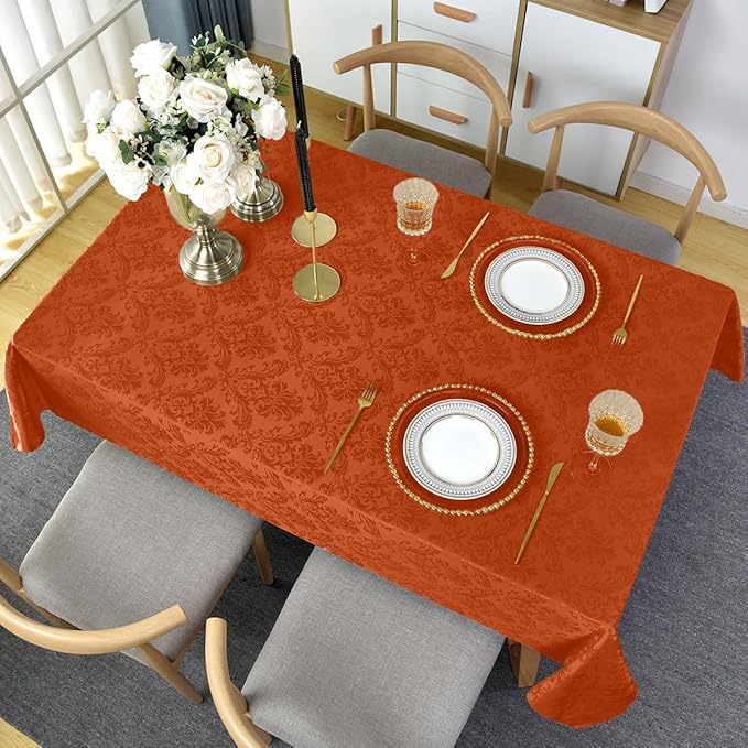 Jacquard Tablecloth Rectangle 60 x 120 Inch, Spill Proof Wrinkle Free Damask - Image 7