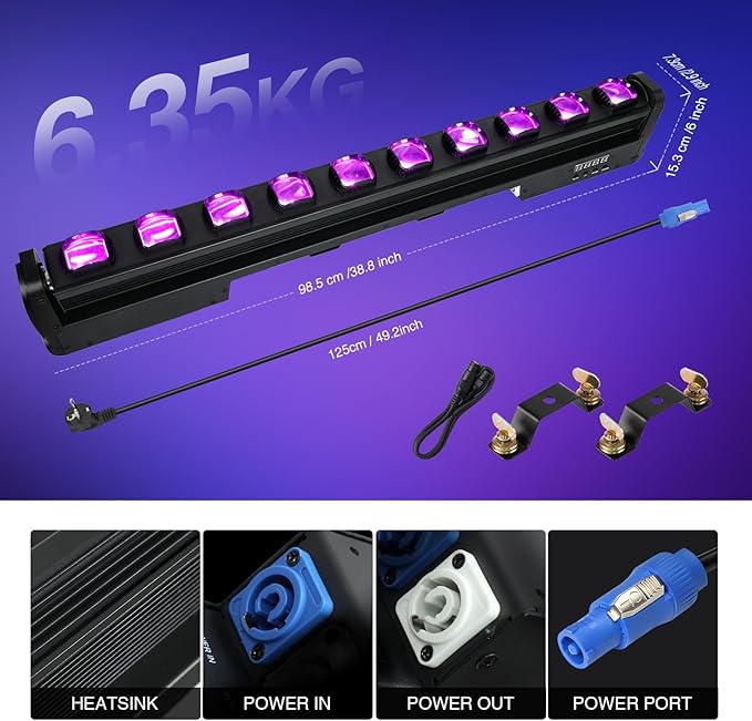 Betopper 10x15w RGBW Moving Beam LED Light Bar, 10 Eye Stage Light Strobe Beam - Image 7
